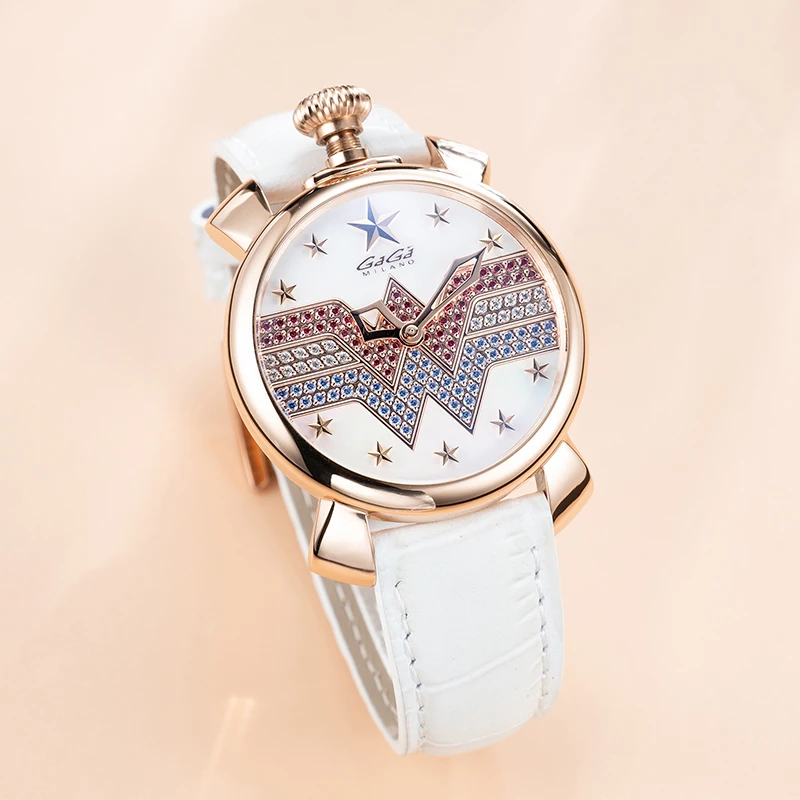

GaGa Женские элегантные деловые часы из розового золота с хрустально-белым циферблатом, большой модный циферблат, швейцарский кварцевый механизм