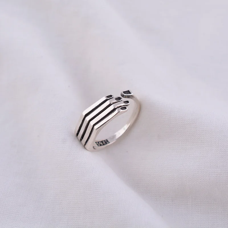 Women's 925 Sterling Silver Sanding Face Adjustable Ring