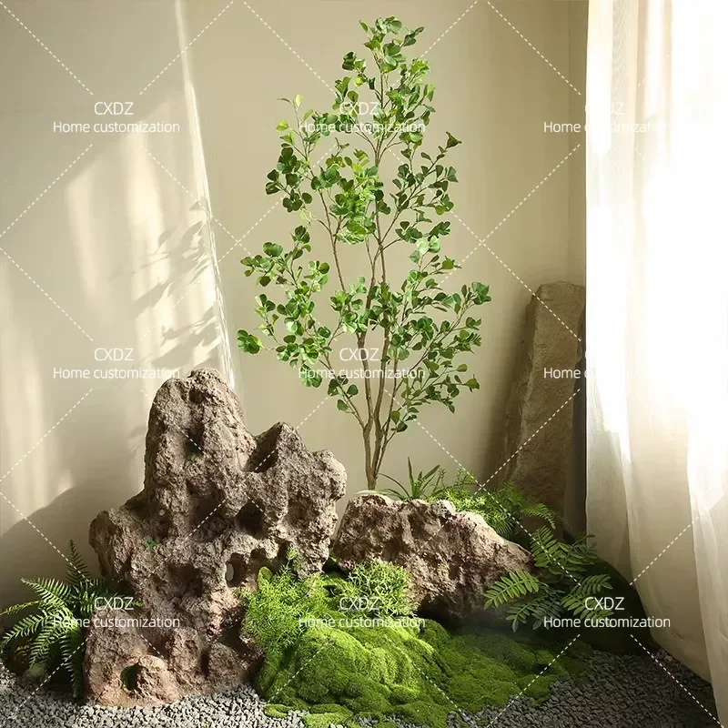 Landscaping simulation stone rockery props FRP stone hotel lobby soft decoration modern creative floor ornament