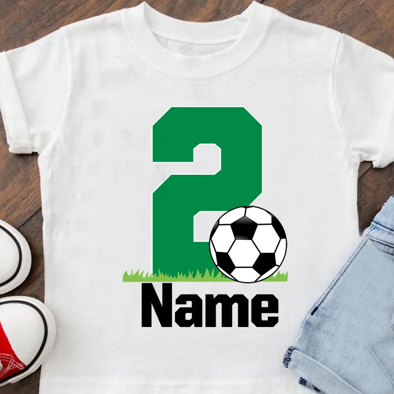 T-Shirts Meisjes/Jongens Voetbal Verjaardag Custom Naam Ontwerp Voetbalshirts Kids Kleding Truien Voetbal T-Shirts Wit Tops T-Shirt