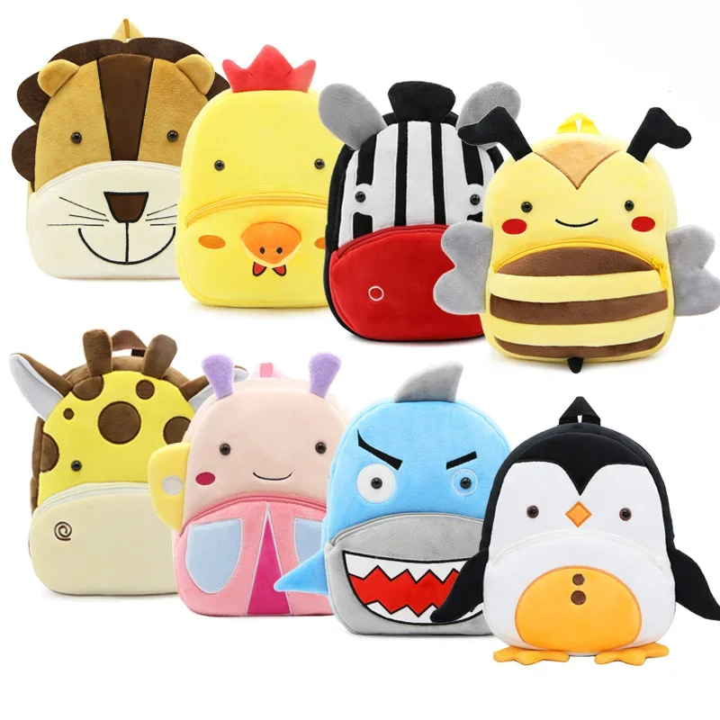 Creative Backpack Kindergarten Plush Shoulder Free Backpack Children\'s Bag Cute Cartoon Animal Children\'s Lightweight Backpack