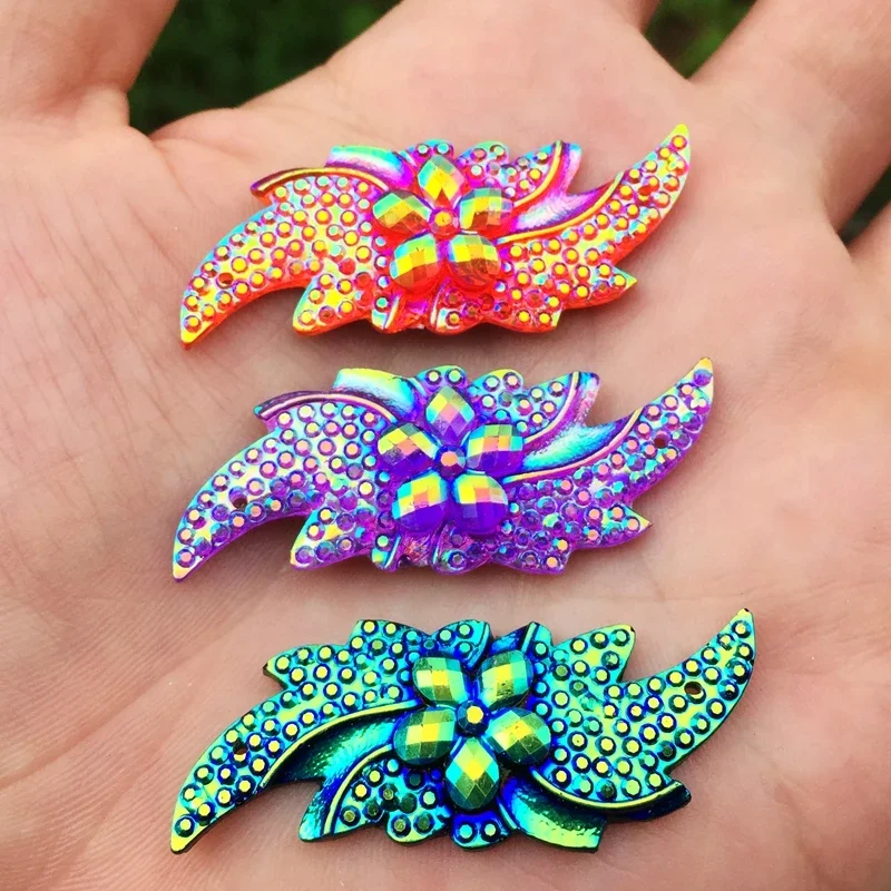 MIX 40pcs 17*46mm S shape AB Color Resin Rhinestones Flatback Crystal and Stones For Garments crafts Accessories -Y42A*5