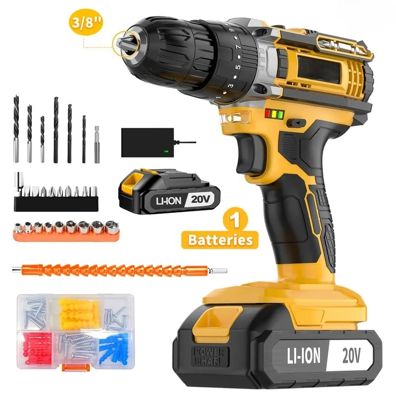 20V snelspanboorhouder draadloze klopboormachine elektrische schroevendraaierset variabele snelheid met max. boren 30 mm