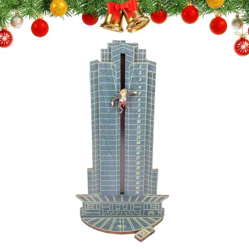 2023 Christmas Wooden Advent Calendar Hans Gruber Falling Off Plaza Die Hard Countdown Calendar Desktop Christmas Decoration