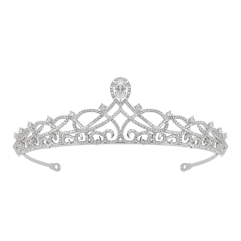 Himstory Sprankelende Zirkoon Bruids Tiara 'S Bekroont Rollende Ontwerpen Bruids Hoofdbanden Bruiloft Hoofdaccessoires Avondhaar Sieraden