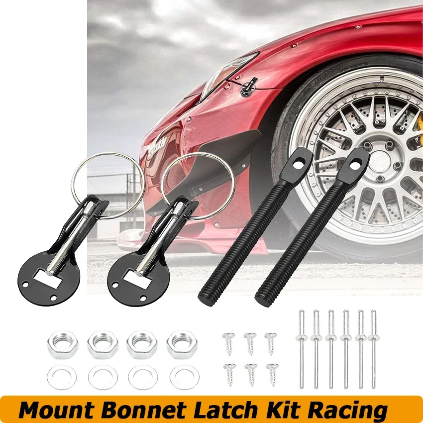 Universal Racing Hood Pin Engine Bonnet Latch Catch Lock Mount Kit Refitting For Racing Sport Car Accessories Safety Protection