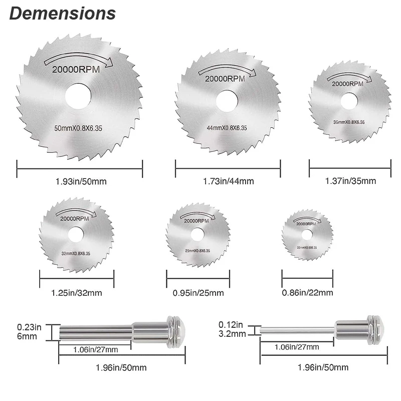 Mini Circular Saw Blade Discs Rotary Tool Electric Grinding Cutting For Dremel Cutter Wheel Set Power Wood Plastic With Mandrel