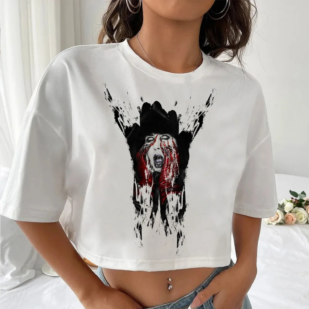 Marilyn Manson tshirt female Grunge kawaii Digital 2000s women Psychedelic tshirt Trendy Colorful Grunge women