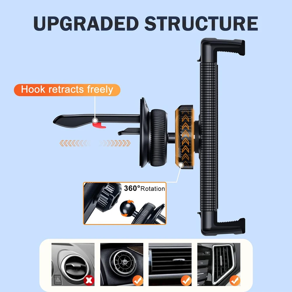 Universal 4.7-12.9 inch Car Air Vent Clip Mount Tablet Cell Phone Holder for iPhone iPad Pro Air Mini Xiaomi Samsung Z Fold