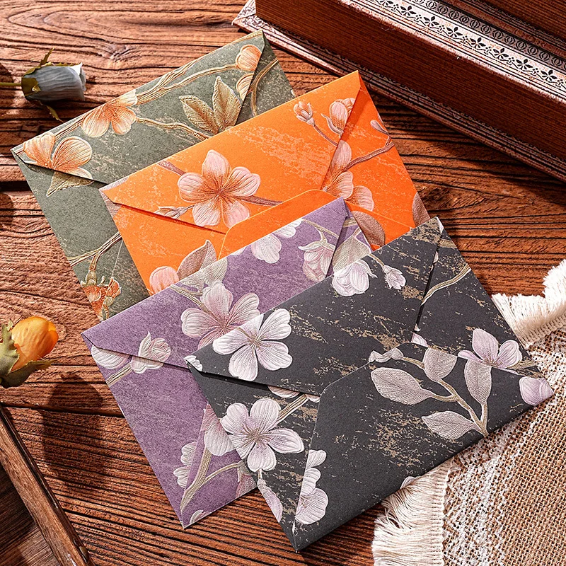 

10pcs Oriental Yunjin Brocade Vintage Embossed Letter Envelope Elegant Envelope for Invitation Complete Luxury Set for Weddings