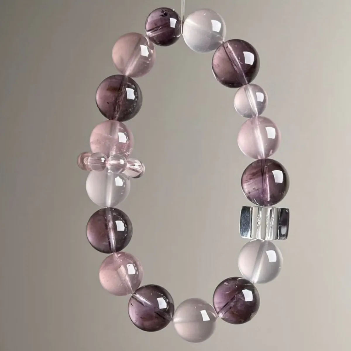 

Natural Purple, Super Seven Green Ghost, Green Hair Crystal Silver Hair Crystal, Amethyst Light Luxury High-end Women's Bracelet