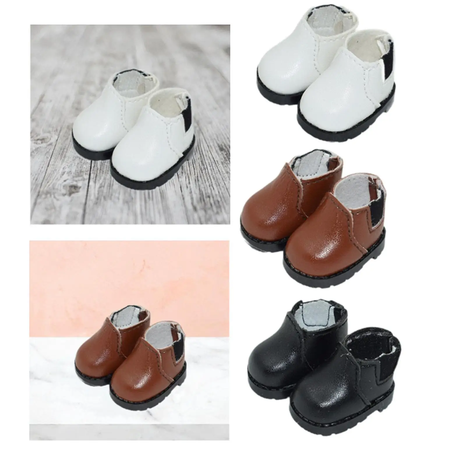 Doll Shoes Square Toe Shoes for 17cm Doll Pretend Play Toy Girl Gifts Fashion Fashion Doll PU Leather Shoes Doll Mini PU Boot