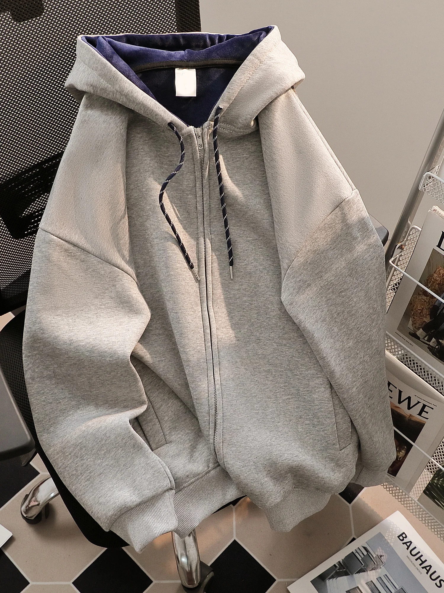 Women's Oversize Hoodie Thickened Fleece Casual Style Long Sleeve Zipper Closure  Color Commute Style Autumn Winter Jacket