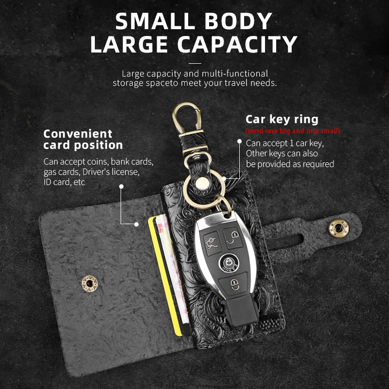 Bolso porta llaves de cuero genuino hecho a mano para hombre, bolsa con llavero, bolsas organizadoras para ama de llaves, monedero multifunción con ranura para tarjetas
