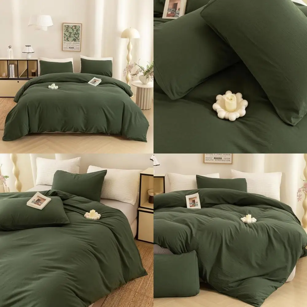 

King Size 100% Cotton Washed Duvet Cover Set with Zipper Closure and 2 Pillowcases, Ultra Soft, Easy Care Breathable Bedding