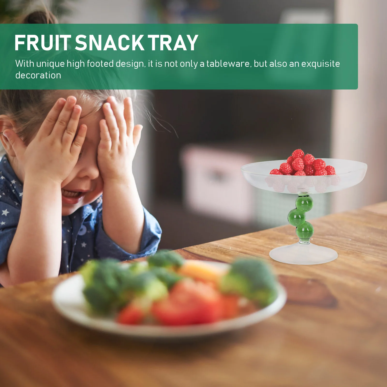 

Glass Cake Stand Footed Fruit Plate Exquisite Decoration High Class Healthy Long Service Life Party Dessert Stand