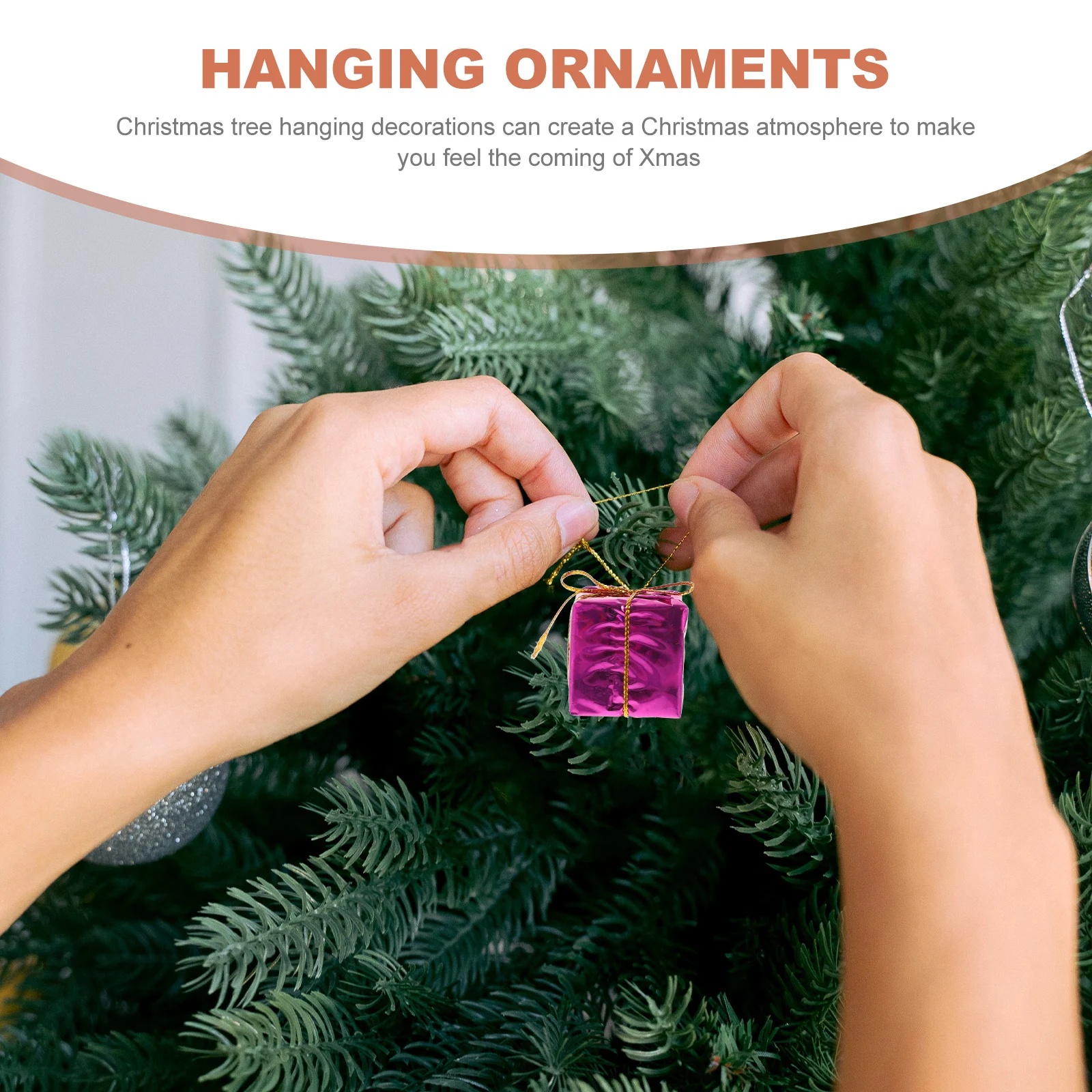 

60Pcs Christmas Tree Hanging Ornaments Small Gift Box Shape Xmas Tree Pendant Decoration Party Hanging Decor Xmas Party Ornament