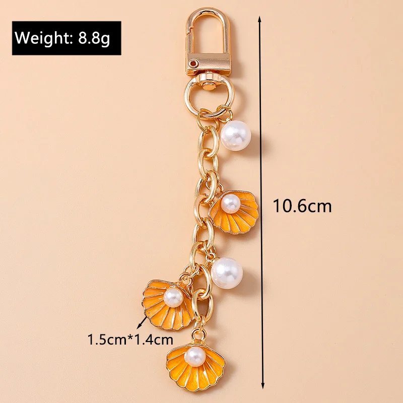Aihua Niedlicher Schlüsselanhänger Y2K Sommer Strand Perle Muschel Schlüsselanhänger für Frauen Mädchen Handtasche Anhänger Schlüsselanhänger Ozean Urlaub Schmuck Geschenk – Detail 12