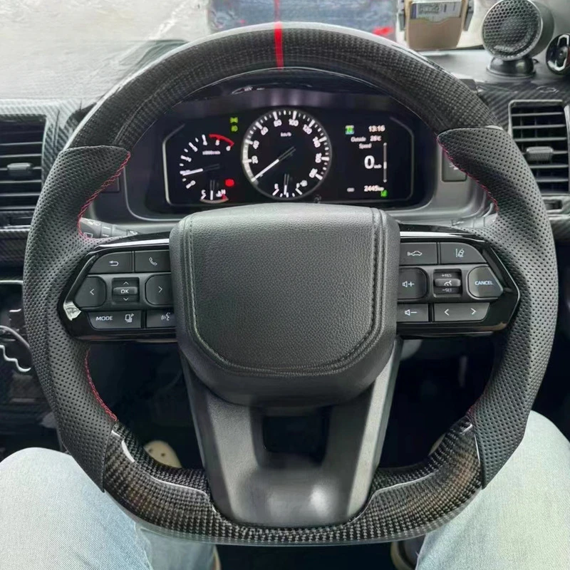 Para Toyota Hilux LC Crown Prado Land Cruiser: conjunto de volante mejorado con diseño de vetas de madera y fibra de carbono, con carcasa de bocina.
