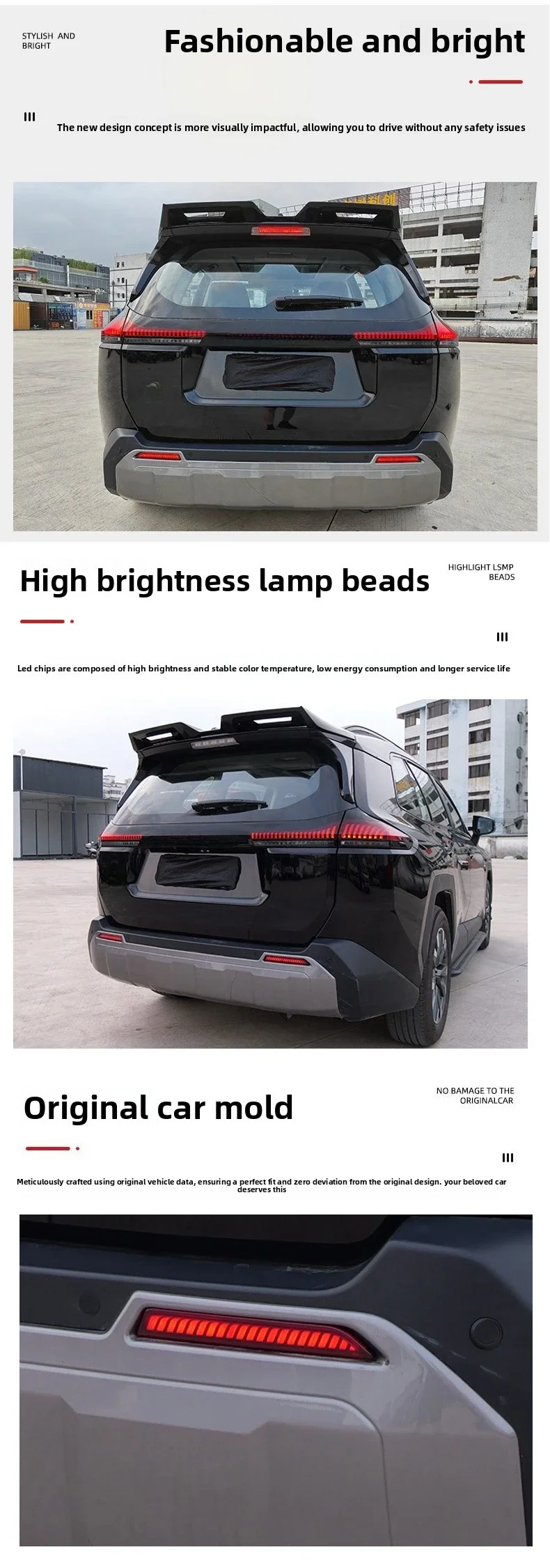 For Toyota RAV4 2026 Car Led Rear Bumper Light Reflector DRL Dynamic Turn Signal Driving Brake Light Rear Fog Lamp Modification detail image 3