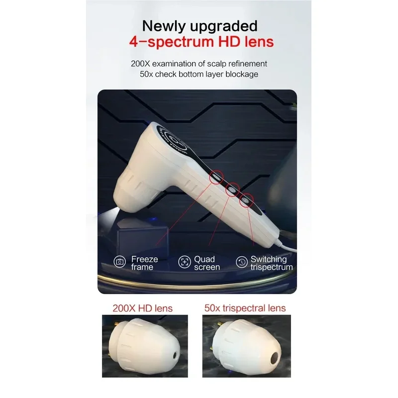 Analizzatore intelligente per capelli e pelle con schermo HD da 15 pollici Rilevatore di peli del cuoio capelluto con zoom 50/200x per uso domestico nel salone di bellezza