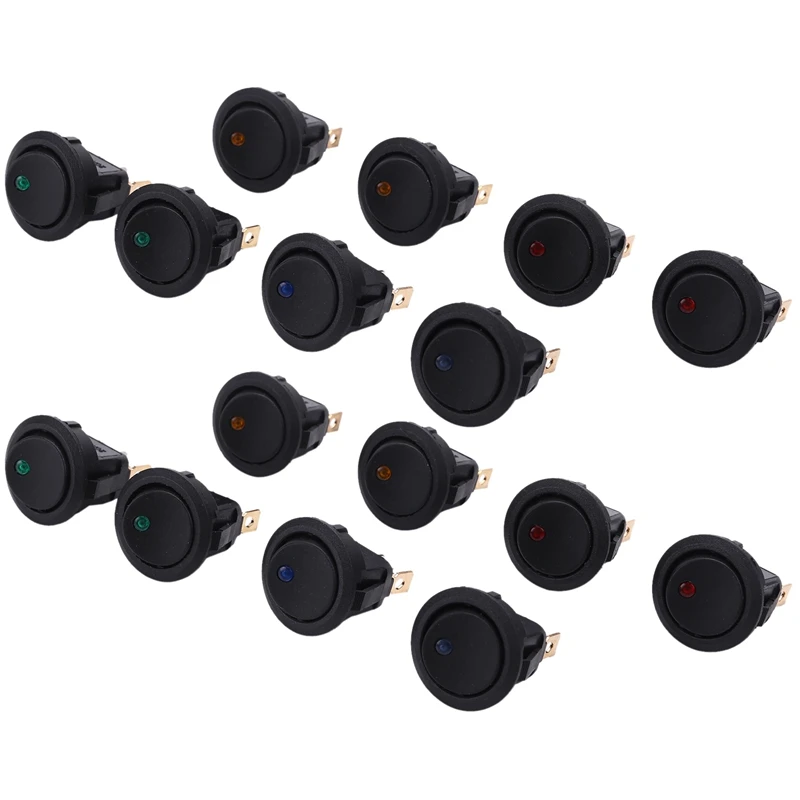 LED 도트 라이트, 자동차 보트 라운드 로커 ON/OFF 토글 SPST 스위치, 12V, 16 개 인기