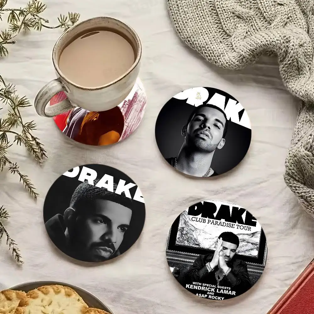 

Music Album D-Drake Popular Singer Themed Wooden Coaster Creative Heat-Resistant Non-Slip Table Mat, Suitable For Protecting