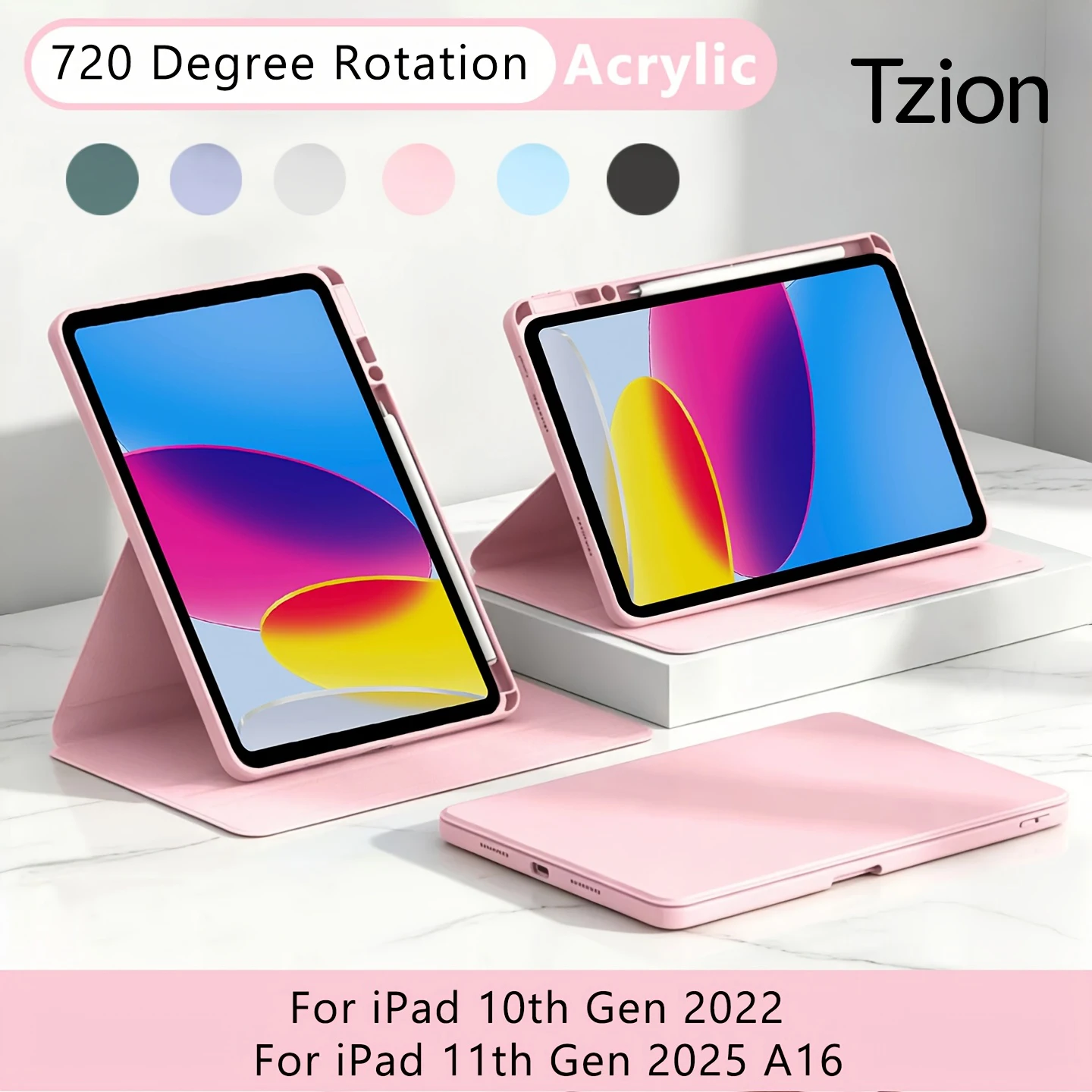 For Apple iPad Mini Air Pro 8.3 9.7 10.2 10.5 10.9 11 12.9 13 M2 6th 7th 8th 9th 10th 11th Generation 360 Rotation Tablet Case