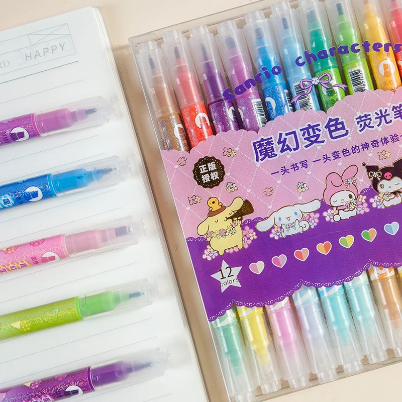 48 pcs/lot Sanrio Magic Color Changing Highlighter Pen Cute Drawing Marker Pens Fluorescent Pen Office School Supplies