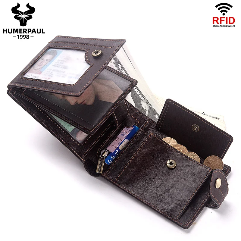 HUMERPAUL 高級 100% 本革財布男性用スリムミニマリスト耐久性のある財布コインポケットブロッキングクレジットカードホルダー