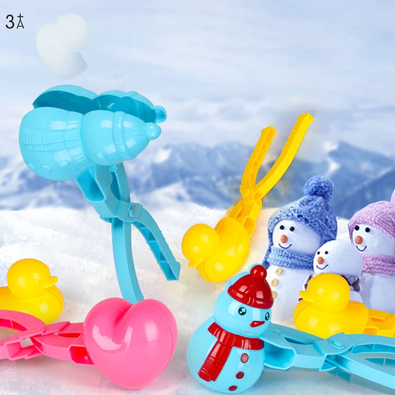 Cartoon Snowball Clip para crianças, Snow Shovel Clip, Clip ao ar livre, Brinquedos divertidos para crianças, Inverno