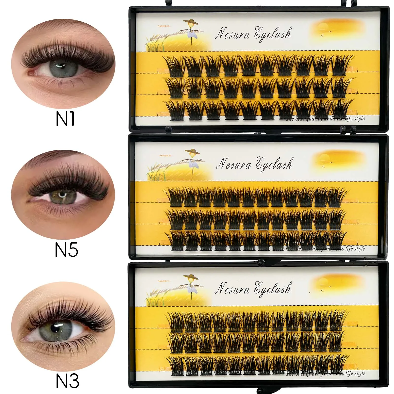 

1 Box extension eyelashes, individual eyelashes, Natural Thick False Eyelashes, Individual Eyelash Bunche Segmented Fake Eyelash