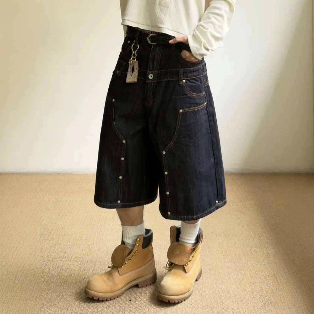 2026 Summer New Men's Solid Color Wide-Leg Jeans American Retro Fashion Trend Street Casual Loose Simple Men's Bottoms