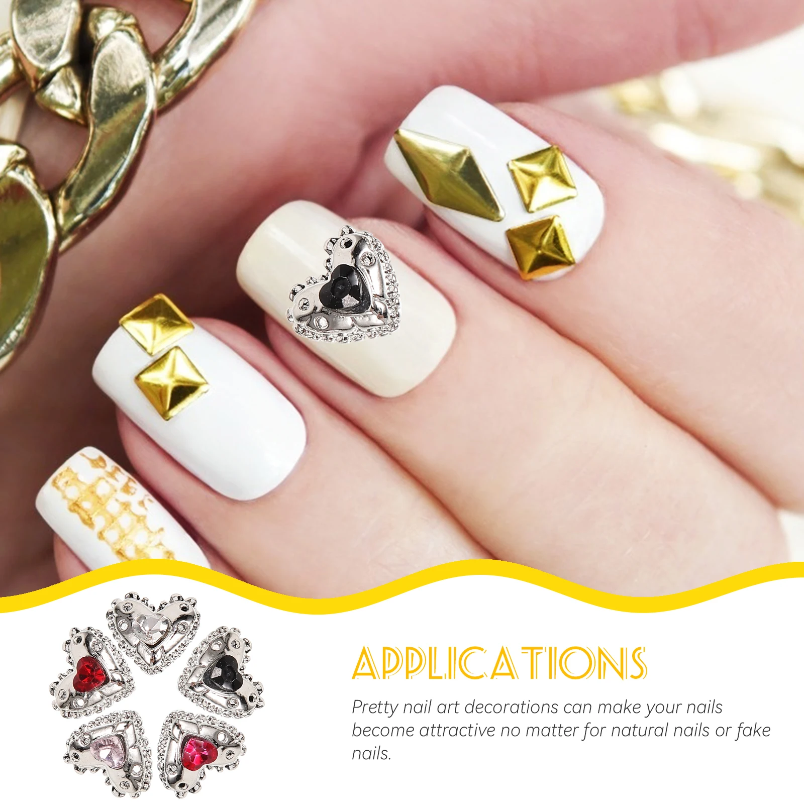 

25Pcs Heart Nail Decorations Kawaii Charms for Fake Nails Cute Manicure Accessories DIY Rhinestone Gems Nail Art Wedding Party