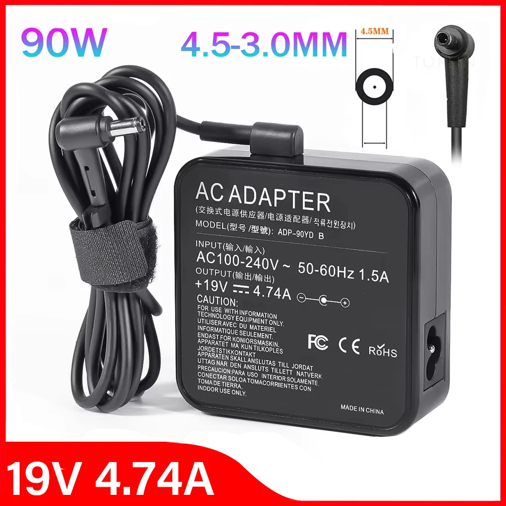 19V 4.74A 90W 4.5x3.0mm AC Adapter Laptop Charger For Asus Q524 Q524U Q524UQ Q534 Q534U Q534UX UX533FD UX533FN BX51VZ