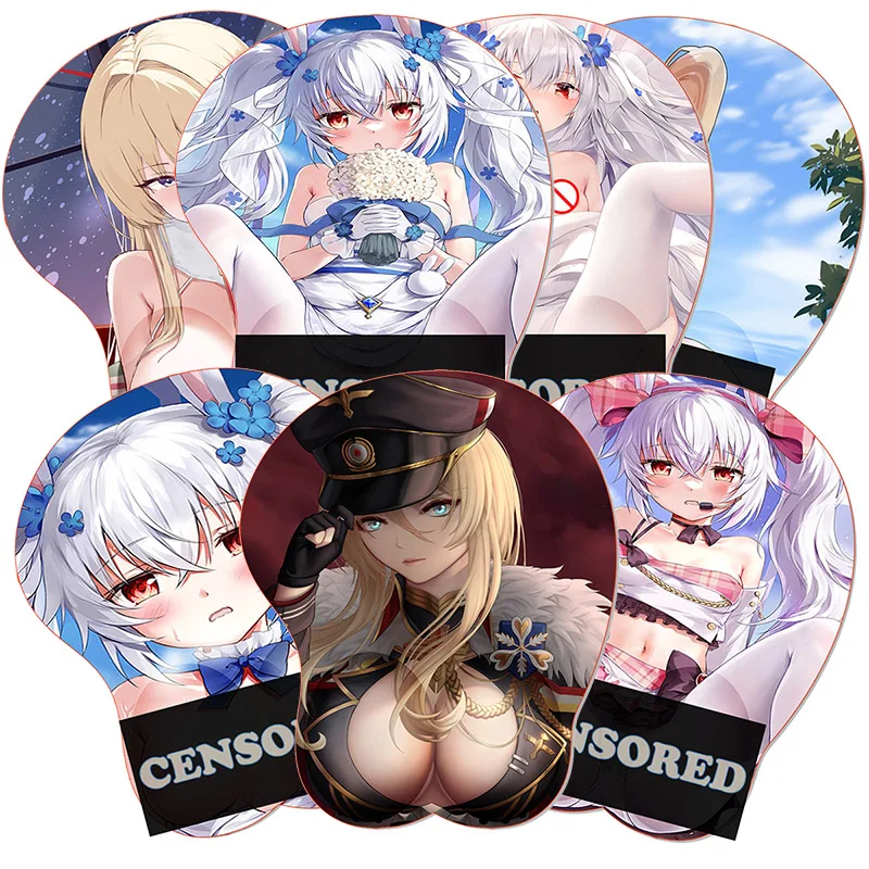 

Аниме 3D подставка для запястья коврик для мыши Azur Lane Laffey Bismarck силиконовый коврик для мыши Titty сексуальная грудь Oppai поддержка запястья коврик для мыши