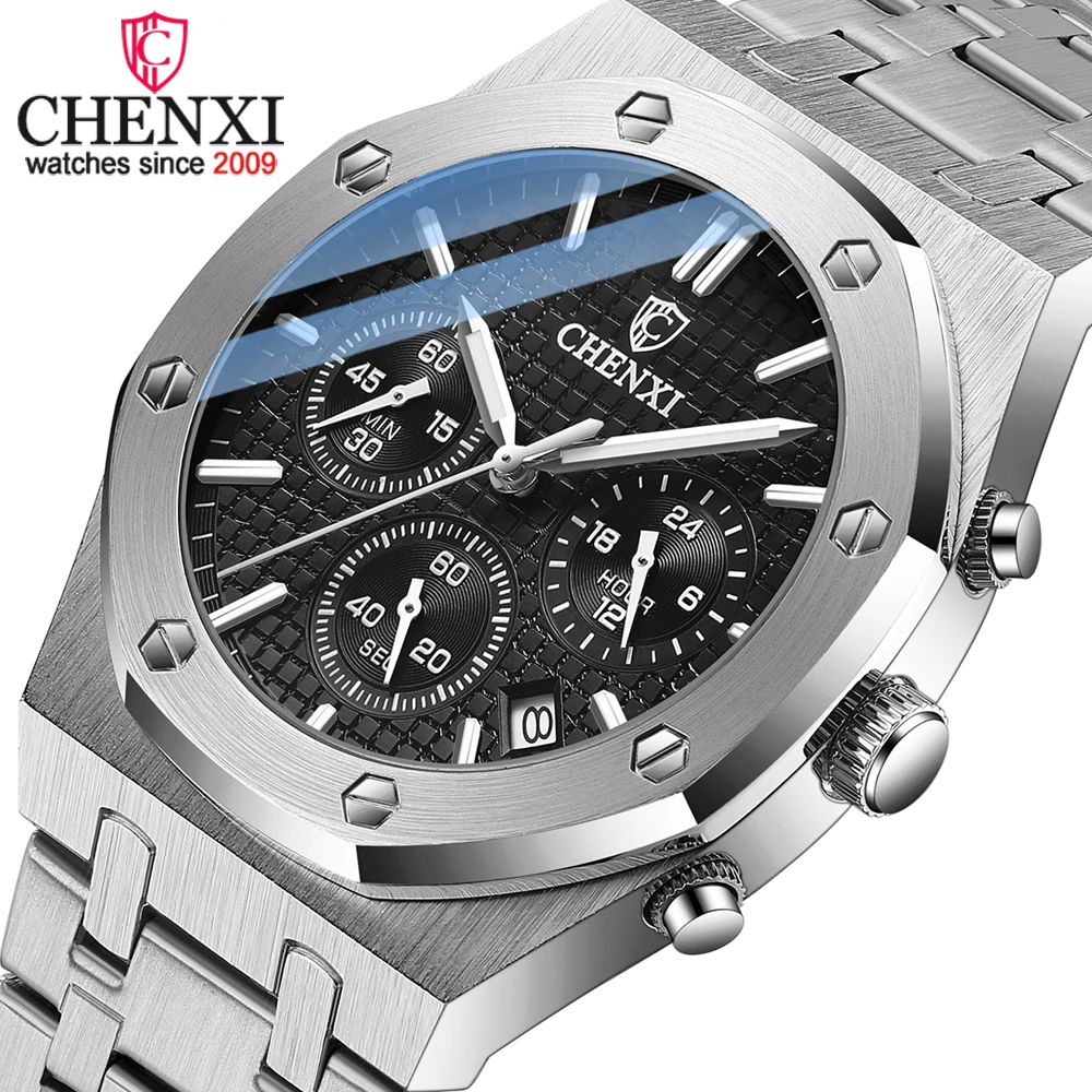 Fashion Chenxi Business Mens Watches Top Luxury Brand Quartz Watch Men Stainless Steel Waterproof Wristwatch Relogio Masculino