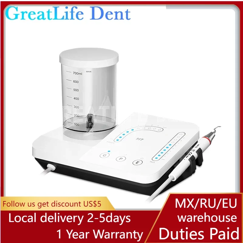 

Greatlife Dent Dental Ultrasonic Piezo 7+ Scaler Endo Scaling Teeth LED Water Bottle Periodontics Detachable Maxpiezo 7 Plus