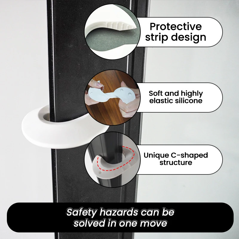 2 Pcs Safety Door Stopper Anti-pinch Hand Silicone Door Block Thick Child Security Protection Lock Finger Protector