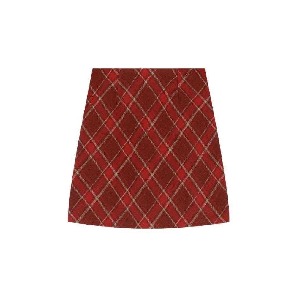 Elegant Retro Plaid Mini Skirt Woolen Material High Waist High Waist Skirt Mini Length Plaid Pattern Pencil Skirt For Women
