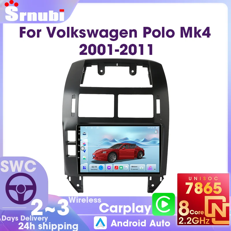 Lecteur multimédia Android Auto, autoradio, navigation GPS, Carplay pour Volkswagen Polo 2001-2011, systèmes intelligents automobiles, 4G, FM, AM, écran d'affichage lumineux