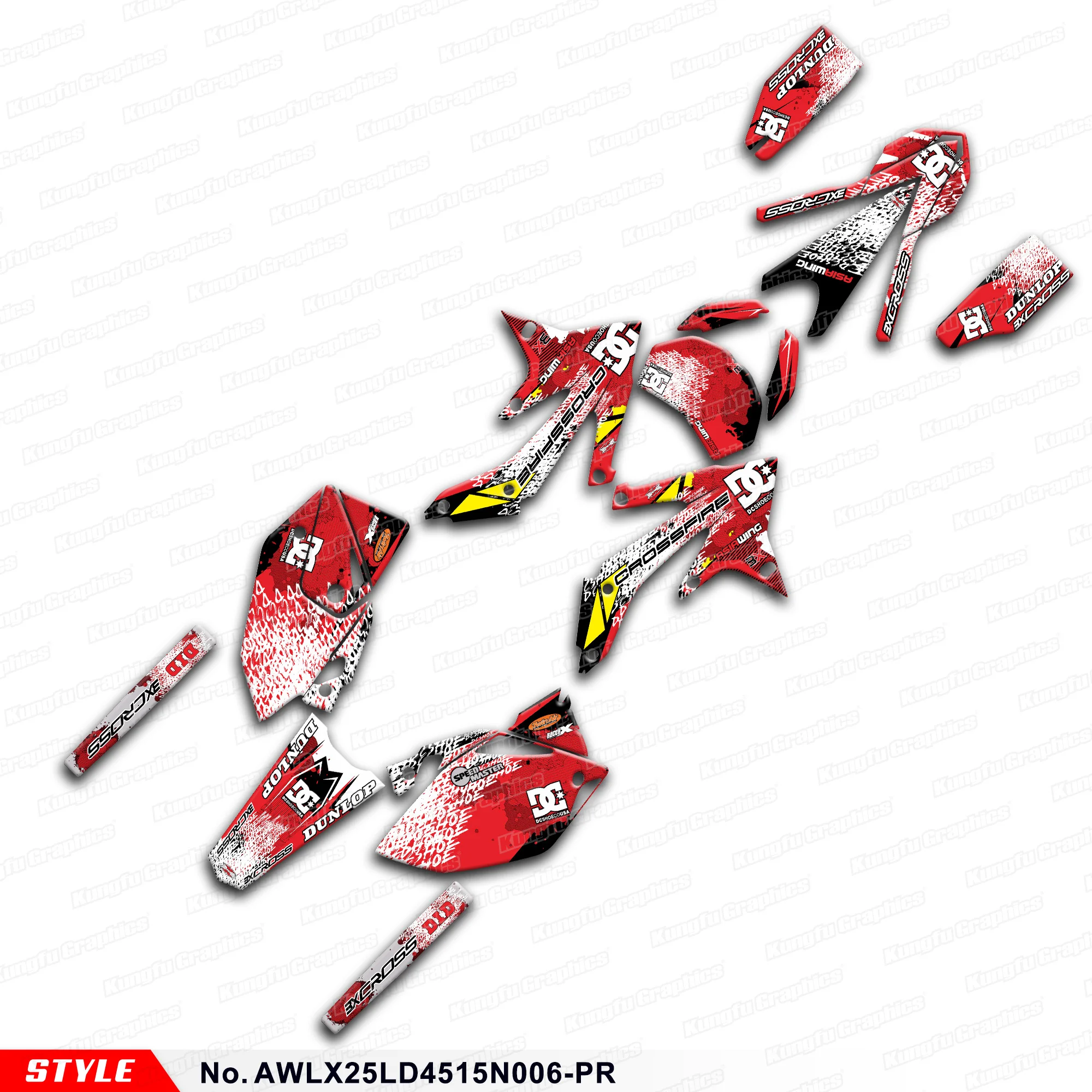 

Motorcycle Graphics Sticker Sheet for Asiawing LX250 LD450 2015-2024, AWLX25LD4515N006-PR