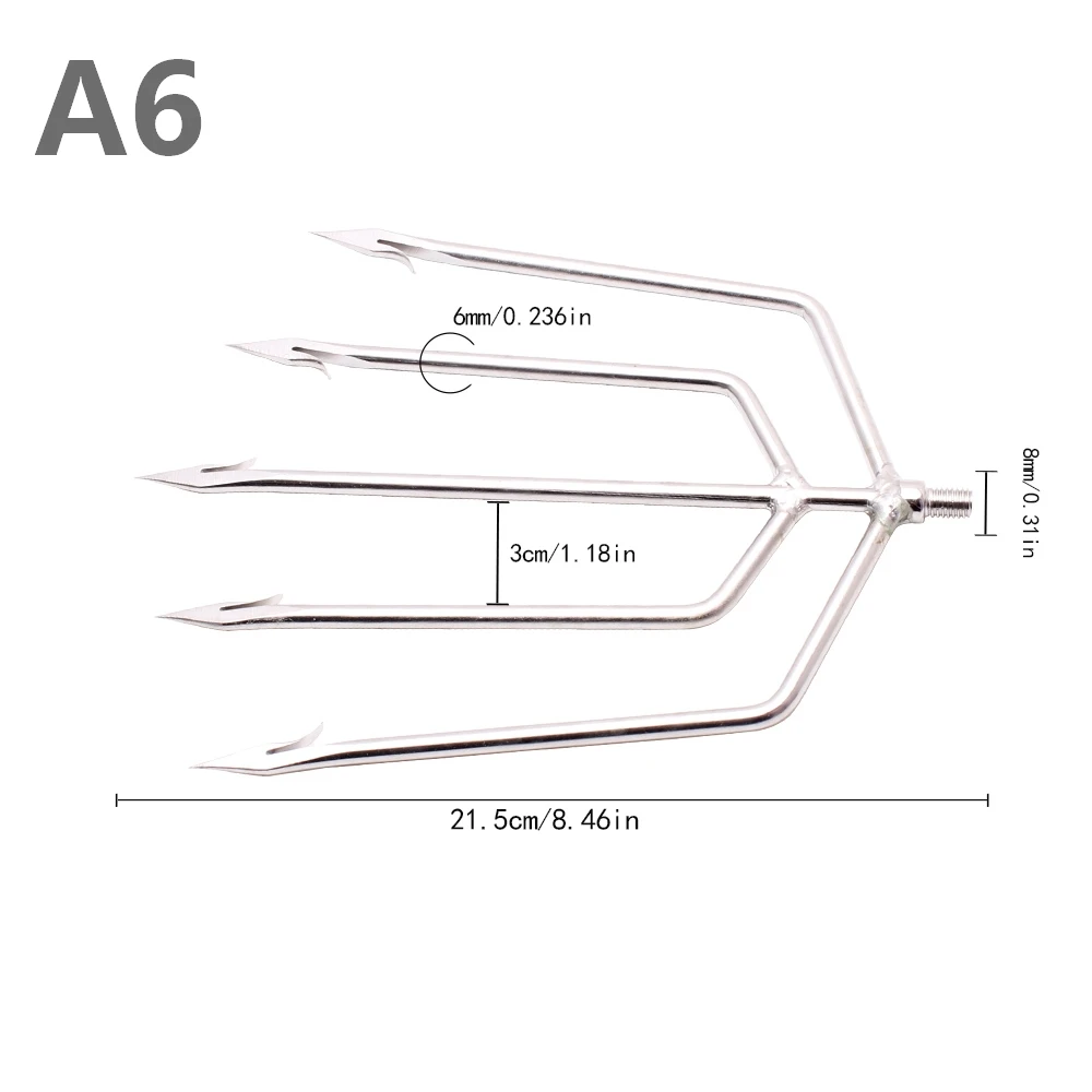 1 pc harpoon head stainless steel fish anchor hook with barb, pointed fork, two-tooth, three-tooth, five-tooth harpoon fishing