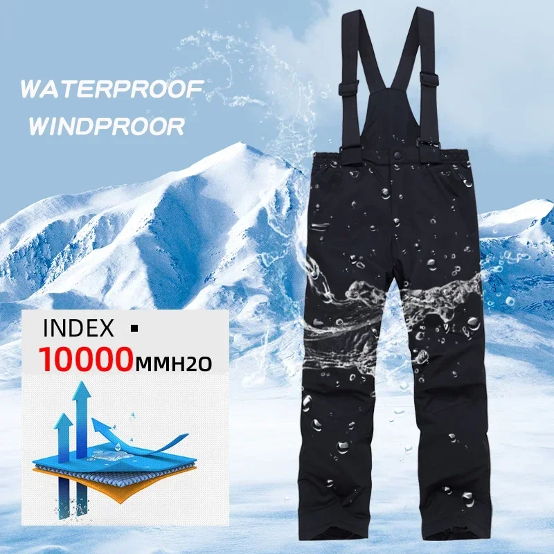 Winter Warm Ski Pants Boys Girls Waterproof Snowboarding Trousers Windproof Breathable Outdoor Sports Teen