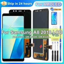 Wyświetlacz tft do Samsung Galaxy A530 z ramką, do Samsung A8 2018 A530F A530FD wyświetlacz Lcd zespół digitizera z ekranem dotykowym