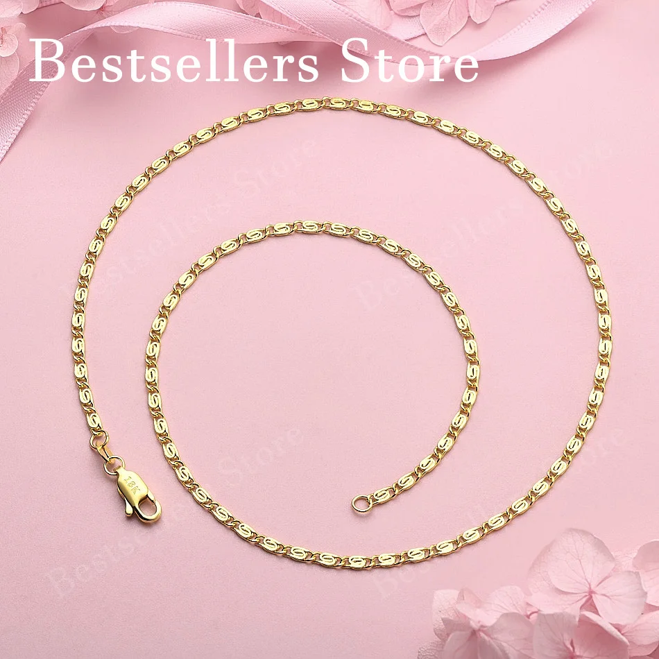 925 Sterling Silver 18K Gold Plated Simple Thin Chain Necklace Men Women Fashion Party Engagement Accessories