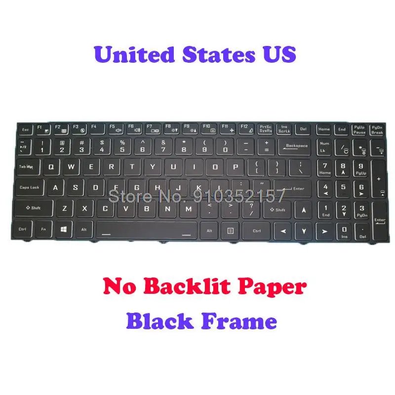 

Laptop Keyboard For CLEVO CVM18H93US94304 6-80-NJ500-01A-1 CVM18H83US-4302 6-80-NJ500-010-1 United States US Black Frame New