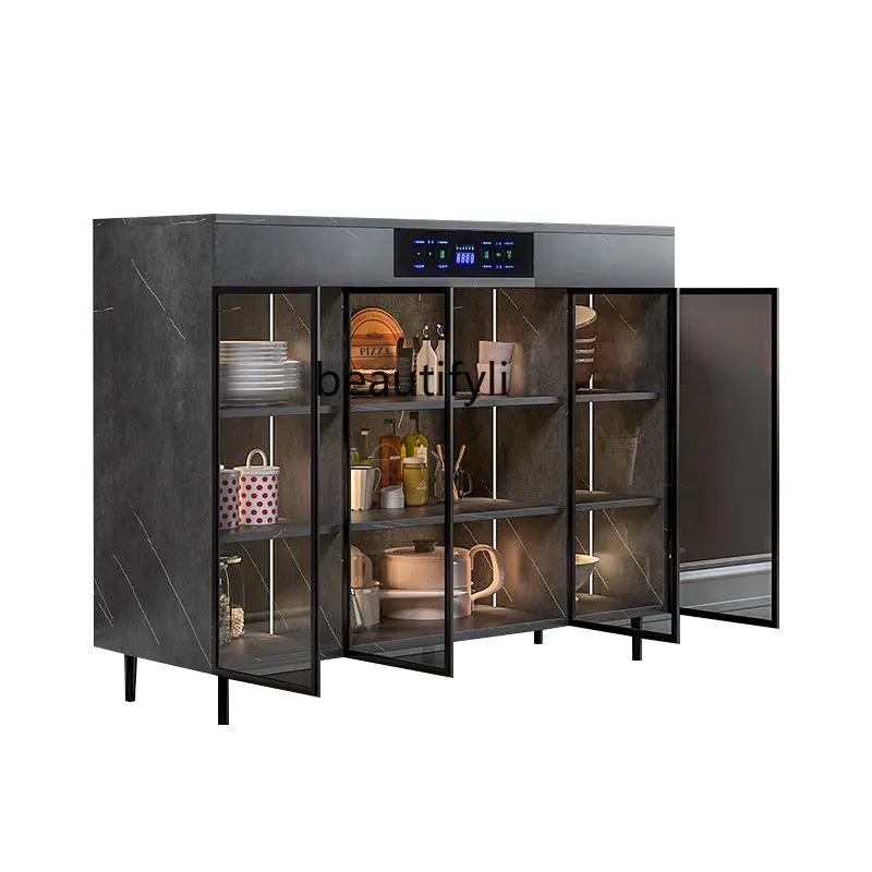 Multi-Functional Light Luxury Glass Sideboard Cabinet Simple Home Living Room Wine Cabinet Wall Kitchen Disinfection Cabinet