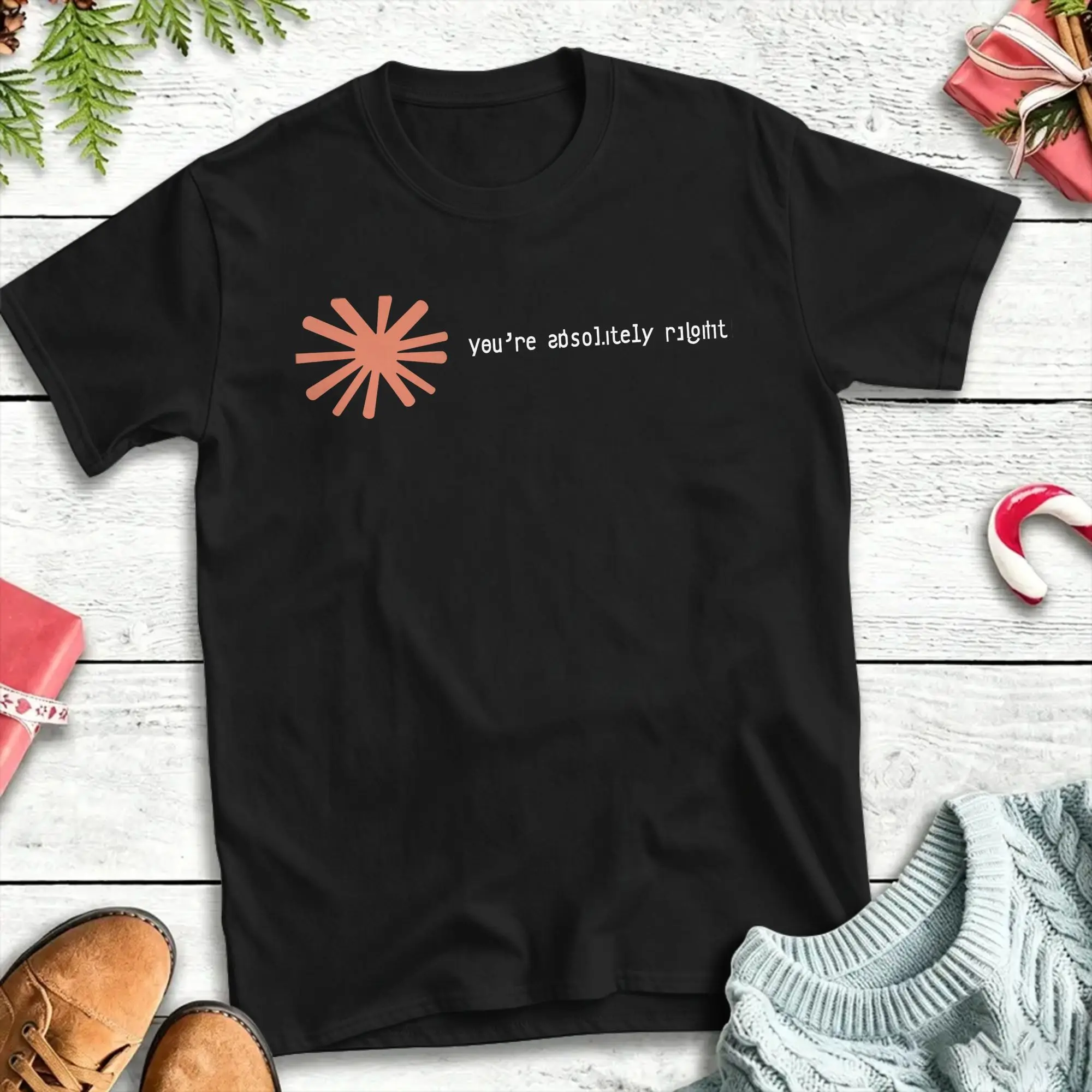 Claude Code You're Absolutely Right T-Shirt for Men  Tee Shirt Round Collar Short Sleeve T Shirts Plus Size Clothing