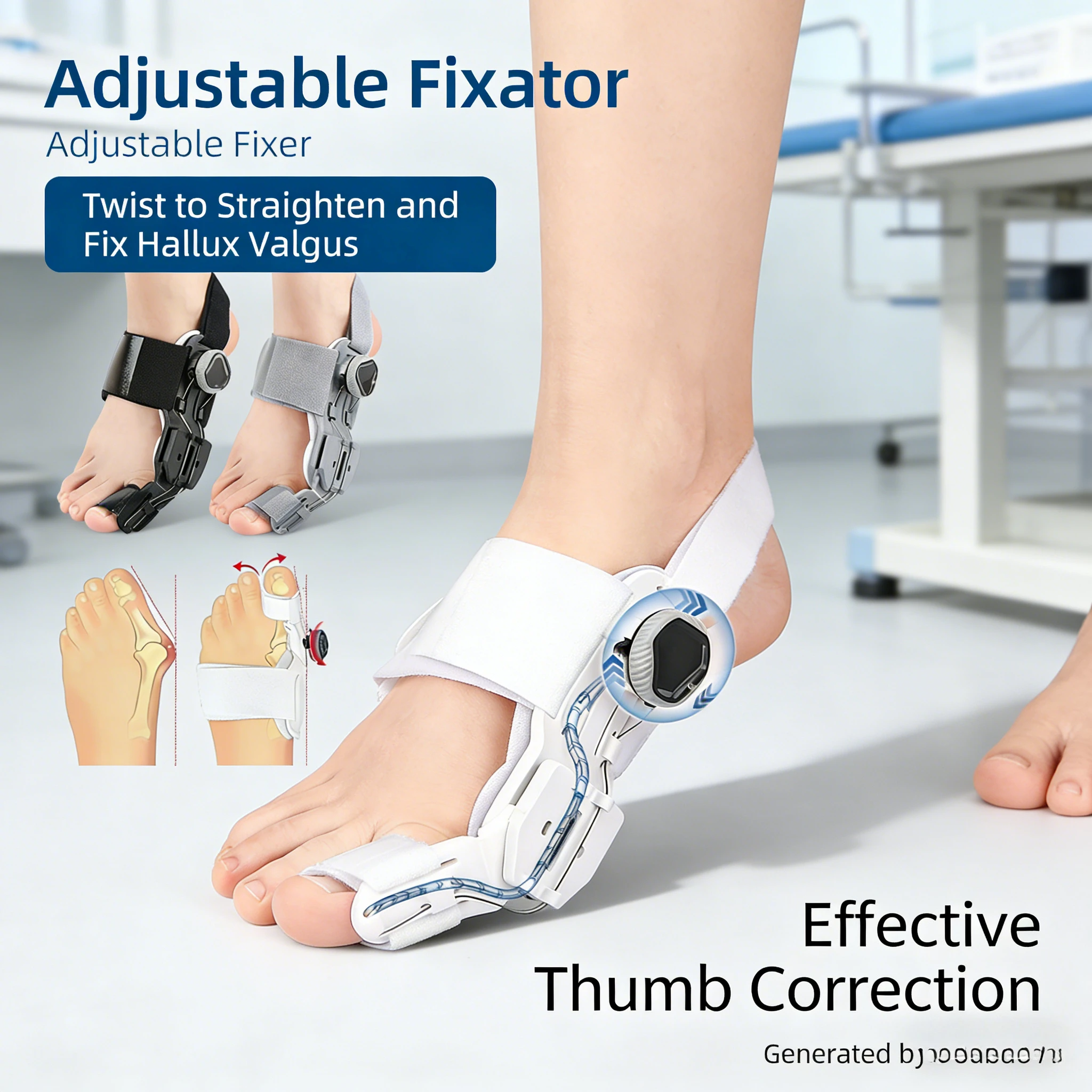 

Hallux Valgus Bunion Corrector Adjustable Knob Toe Separator Overlapping Toes Straightener Day Night Use Foot Correction Device